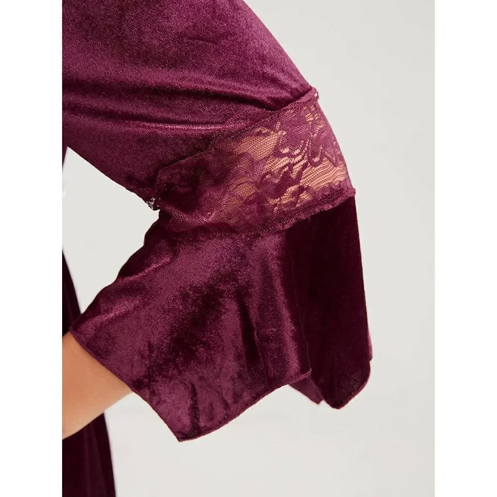 Bloomchic Halloween Velvet Bell Sleeve Dress - Picture 8 of 10